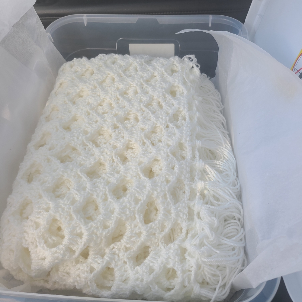 White Crochet Throw Blanket